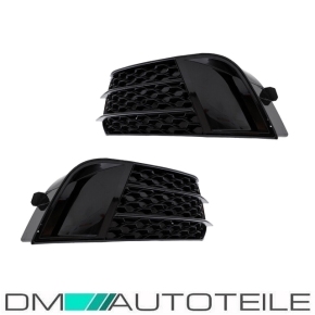 Set Kühlergrill Waben Grill + Gitter Nebel Schwarz hochglanz passt für Audi A1 8X 2010-2015 auch quattro