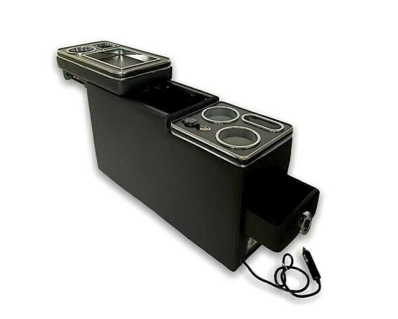 Universal storage Box with Cup Holders black gloss LED Lighting