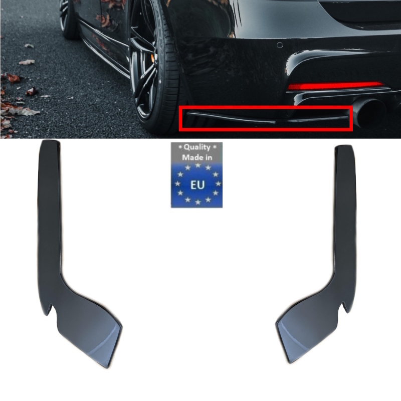 Set ABS Spoiler Flaps Stoßstange hinten Leisten Performance Schwarz Glanz +  ABE passt für BMW 3er