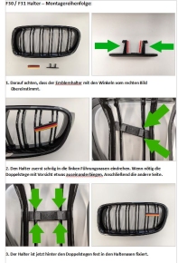 Emblemhalter kurz für BMW 3er F30 F31 Doppelsteg Kühlergrill 1632 + 1681