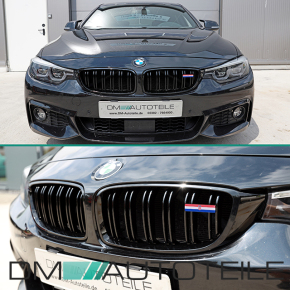 Auto Kühlergrill für BMW 4 Serie F32 F33 F36 F80 F82, Grill Schwarz  Glänzend Doppel-Lamellen Grill Front Doppel Rippen Grill Kühlergrill Links  Rech : : Auto & Motorrad