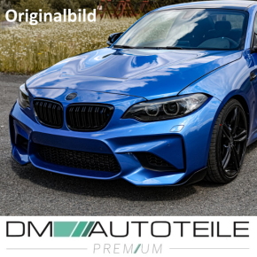 2x Doppelsteg Kühlergrill Grill Schwarz Glänzend passend für BMW 2er F22 F23 + M-Paket 14>