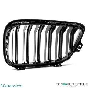 2x Doppelsteg Kühlergrill Grill Schwarz Glänzend passend für BMW 2er F22 F23 + M-Paket 14>