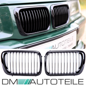 Set of Kidney Front Grille black gloss single Slat fits...