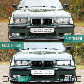 Kühlergrill Grill SET Schwarz Glanz Einzelsteg für BMW 3er E36 Facelift ab 1996