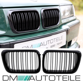 Set of Dual Slat Front Kidney Grille Black gloss fits on...