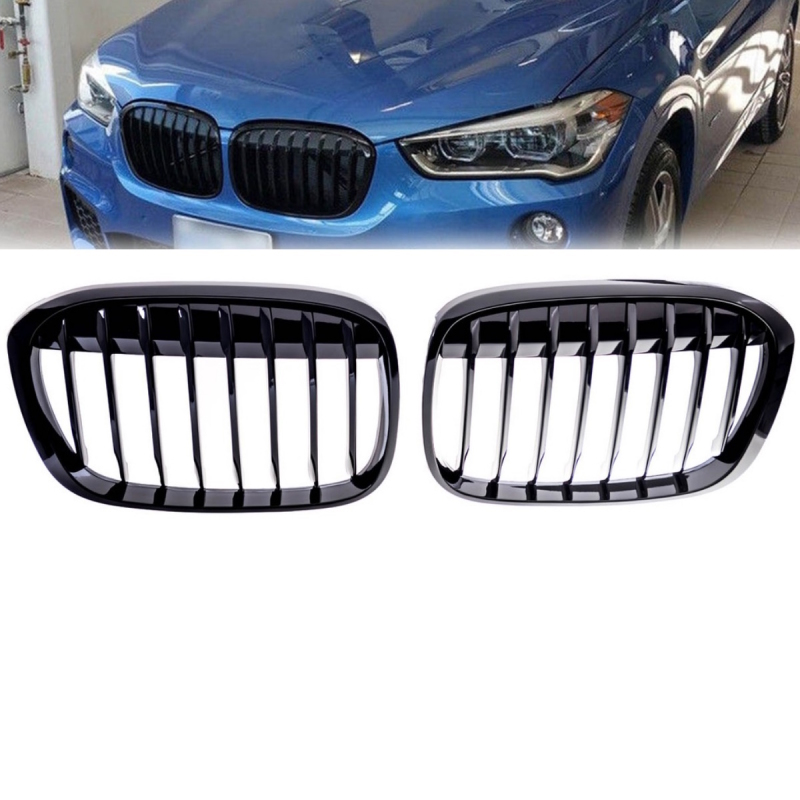 SET Kidney Front Grille single Slat Kit Performance Black Gloss for BMW X1  F48 up Year 2014>