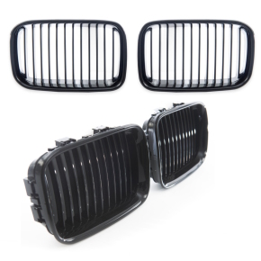 2x Kidney Front Grille Set black gloss fits on BMW E36...