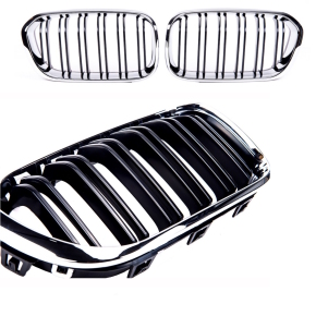 Front Grille Set Dual Slat Black Gloss fits on BMW...