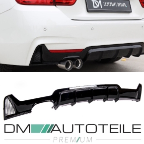 Sport Performance Heckdiffusor 2-Rohr links schwarz glanz lackiert für BMW 4er F32 F33 F36 mit M-Paket