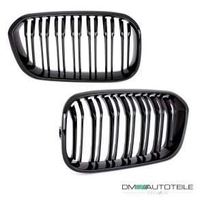 Front Grille Set Dual Slat Black Gloss fits on BMW 1-Series F20 F21 LCI up 2015