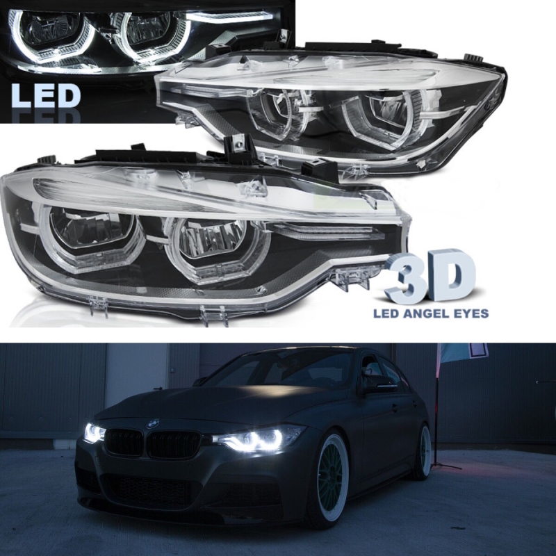 Set Klarglas Schwarz Umrüstkit VOLL LED Scheinwerfer passt für BMW