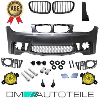 Evo Sport Front Bumper +Grille + Fogs Yellow fits on BMW 1 E81 E82 E87 E88 w/o M