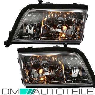 Mercedes C180 C280 W202 headlights left & right clear glass chrome H4/H3