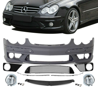 Mercedes CLK A209 C209 Front Bumper for park assist + headlamp washer ABS 02-10 + accessories for CLK 63 AMG
