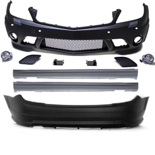 Bodykit Stoßstange vorne hinten für Mercedes W204 vor Mopf 2007-2011  +Zubehör für C63 AMG