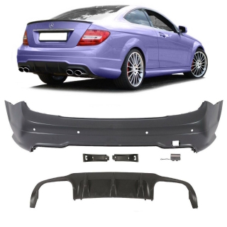 Sport Stoßstange Hinten für PDC+Diffusor +Zubehör für Mercedes W204 C204  nicht Original C63 AMG 07-15