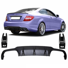 Rear Diffusor Black Matt +Holder Duplex fits for Mercedes...