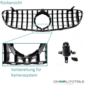 Front Kidney Grille Black Gloss fits on Mercedes GLC X253 Year 15-20 to Sport-Panamericana GT 