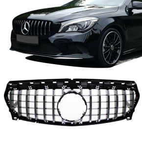 Front Grille Black /Chrome fits Mercedes CLA W117 C117 X117 up 16-19 to Sport GT Panamericana 