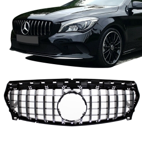 Kühlergrill Chrom Schwarz passend für Mercedes CLA W117 ab 2016 (Mopf) auf Sport-Panamericana GT 
