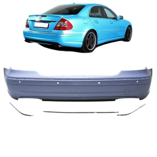 Sport Rear Bumper park assist fits on Mercedes W211 up 2006-2009 Facelift primed + accessories for E63 AMG