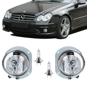 Set Fog Lights Chrome Clear + H7 Bulbs fits on Mercedes...