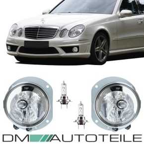 Set Fog Lights Chrome Clear + H7 Bulbs fits on Mercedes...