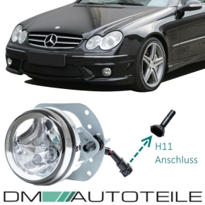 Set Fog Lights Chrome Clear + H7 Bulbs fits on Mercedes AMG Sport W211 S211 W204 S204 C209 A209