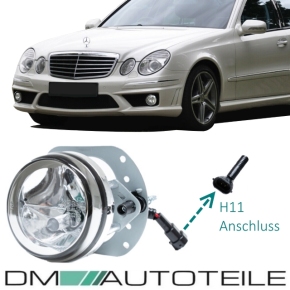 Set Fog Lights Chrome Clear + H7 Bulbs fits on Mercedes AMG Sport W211 S211 W204 S204 C209 A209