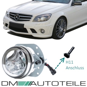 Set Fog Lights Chrome Clear + H7 Bulbs fits on Mercedes AMG Sport W211 S211 W204 S204 C209 A209