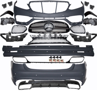 Bodykit Front Heck Stoßstange Seitenschweller +Grill + Zubehör passt für Mercedes W212 Mopf nicht E63 AMG